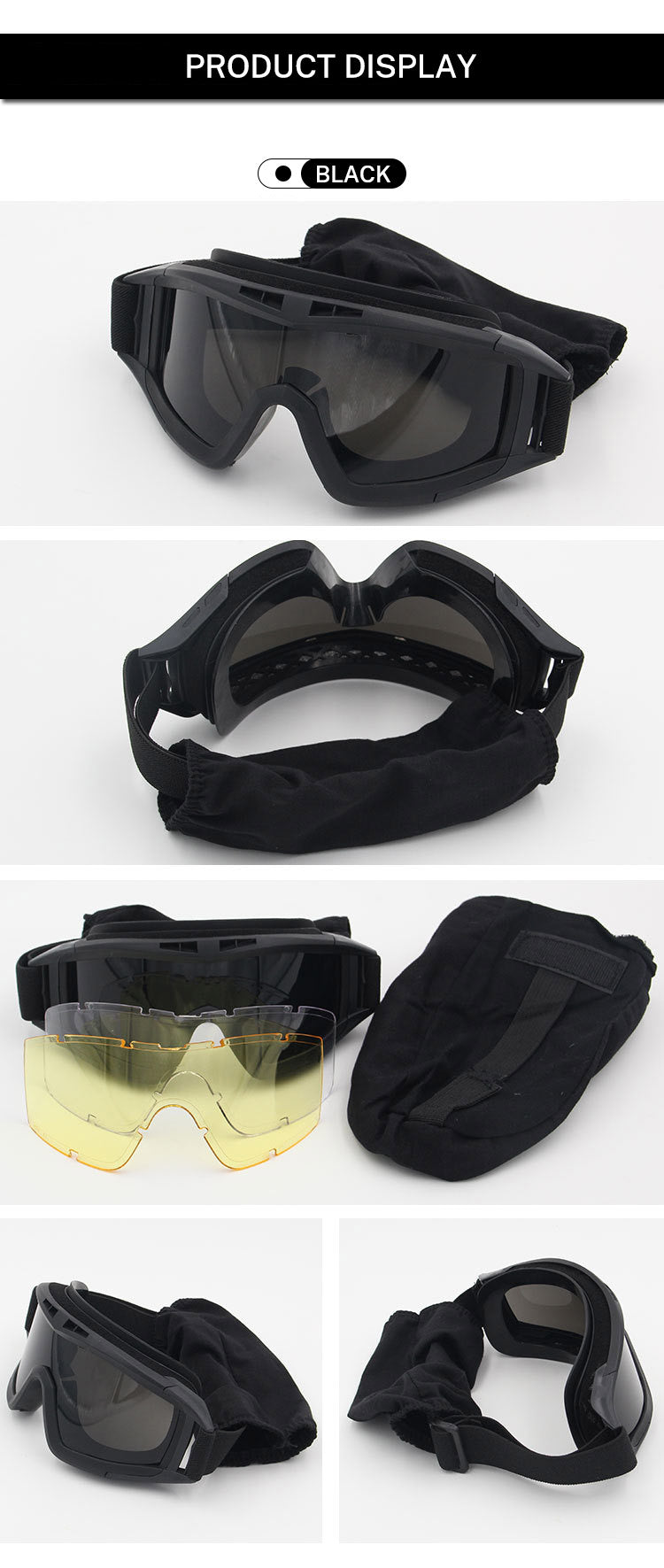Military Tactical Goggles UV400 Windproof Outdoor Sports Protective Eyewear