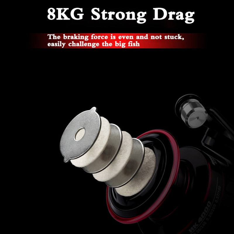 Spinning Fishing Reel 1000-7000 Metal Spool 8kg Drag Power