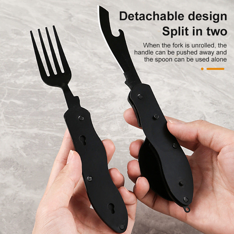 Multifunctional Camping Tableware Stainless Steel Knife Fork Spoon Set