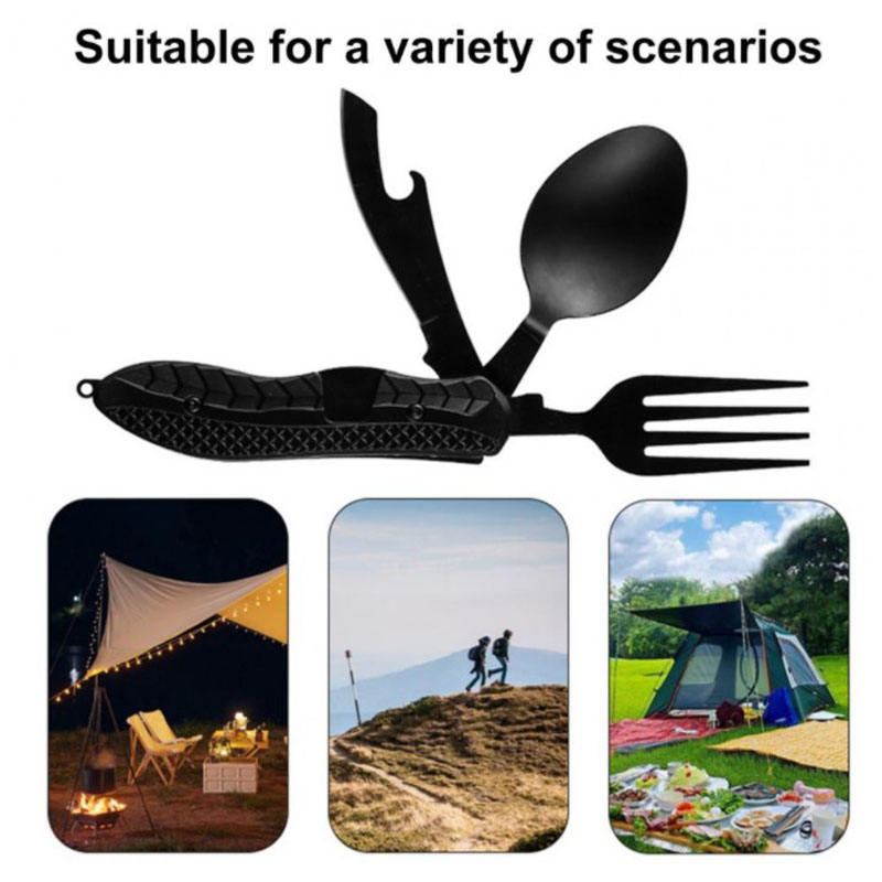 Multifunctional Camping Tableware Stainless Steel Knife Fork Spoon Set