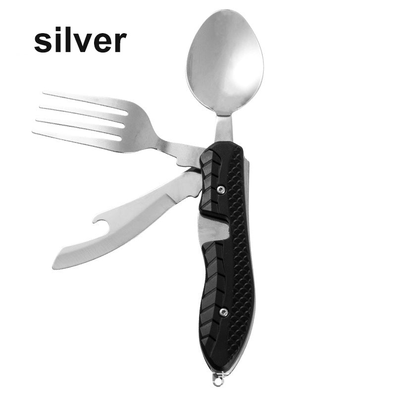Multifunctional Camping Tableware Stainless Steel Knife Fork Spoon Set