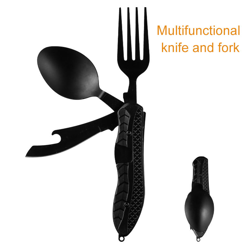 Multifunctional Camping Tableware Stainless Steel Knife Fork Spoon Set