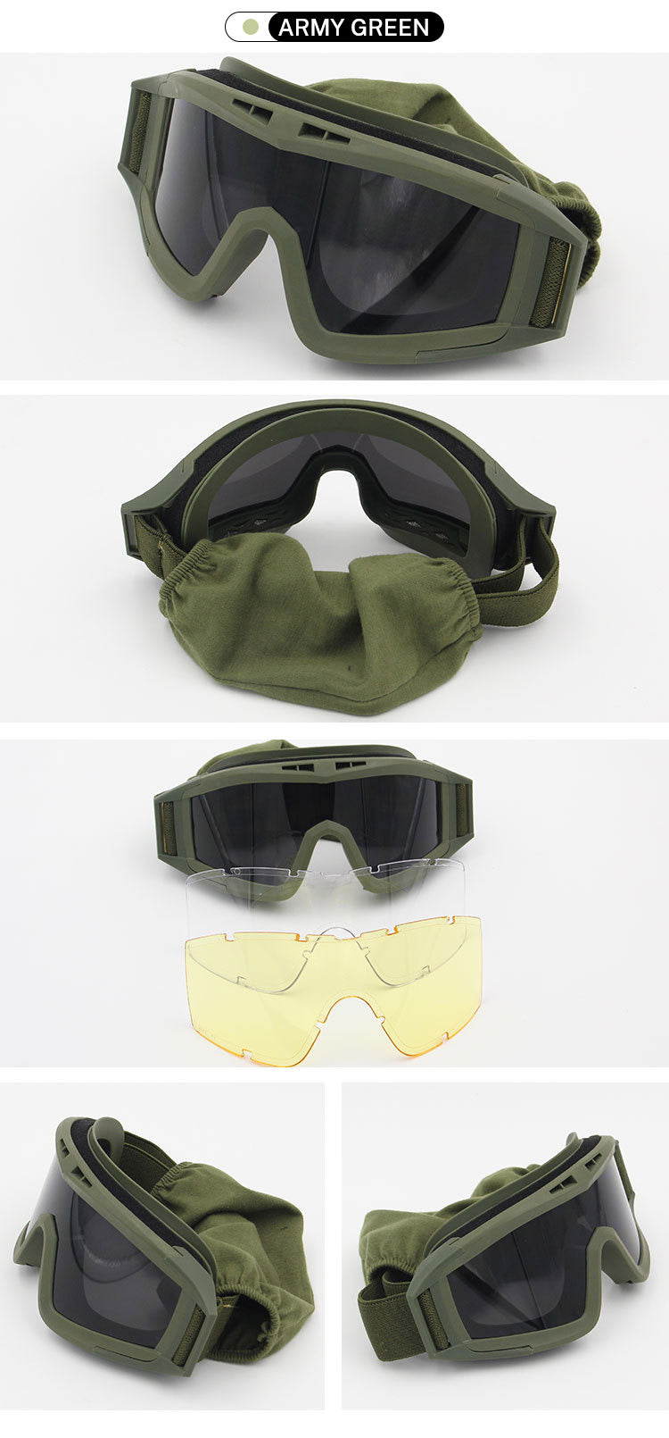Military Tactical Goggles UV400 Windproof Outdoor Sports Protective Eyewear
