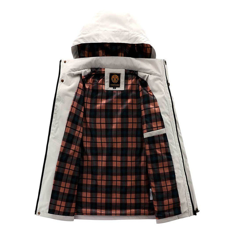 Mens Hooded Parka Jacket Warm Windproof Multi Pocket Outdoor