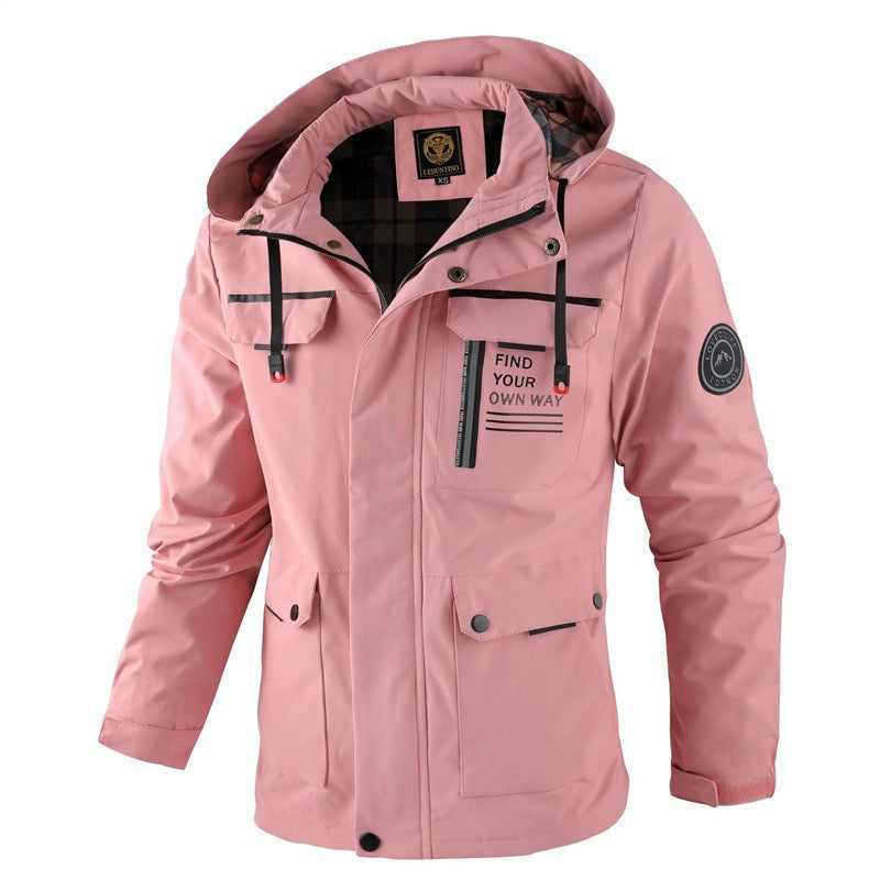 Mens Casual Windbreaker Hooded Jacket Waterproof Warm Soft Shell