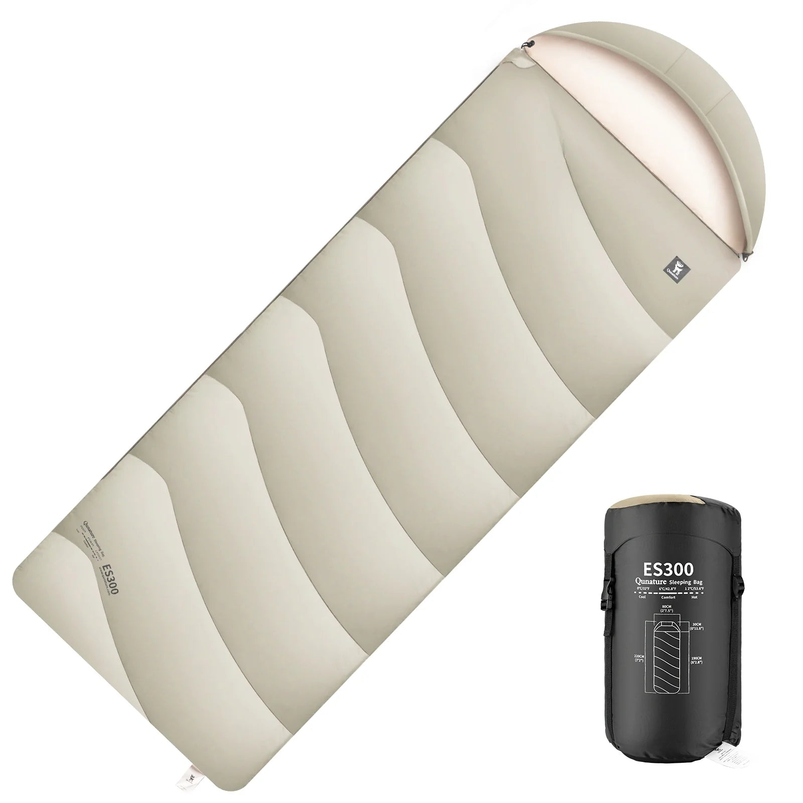 Cotton Envelope Sleeping Bag Portable Camping Backpacking with Sack