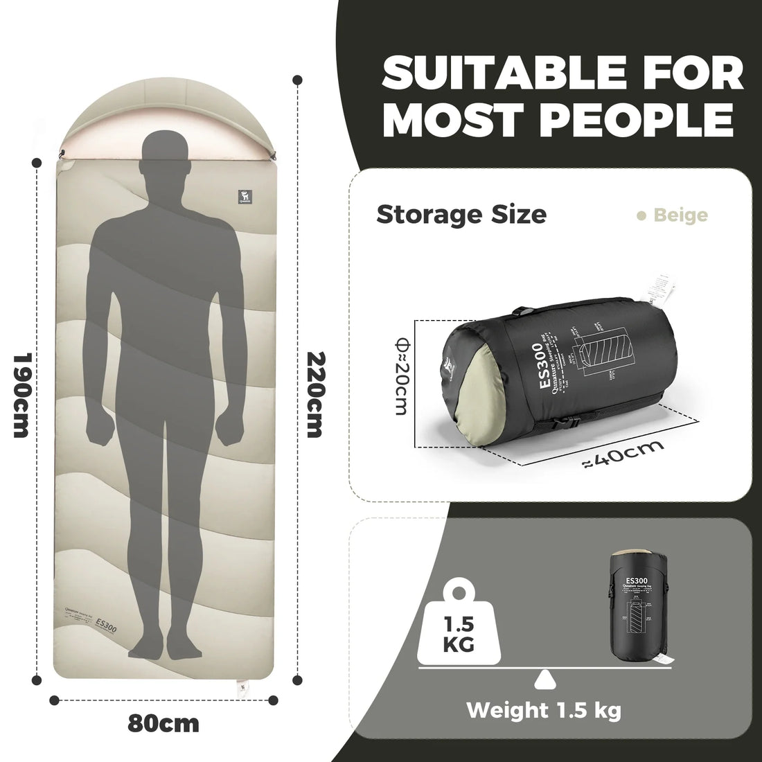 Cotton Envelope Sleeping Bag Portable Camping Backpacking with Sack