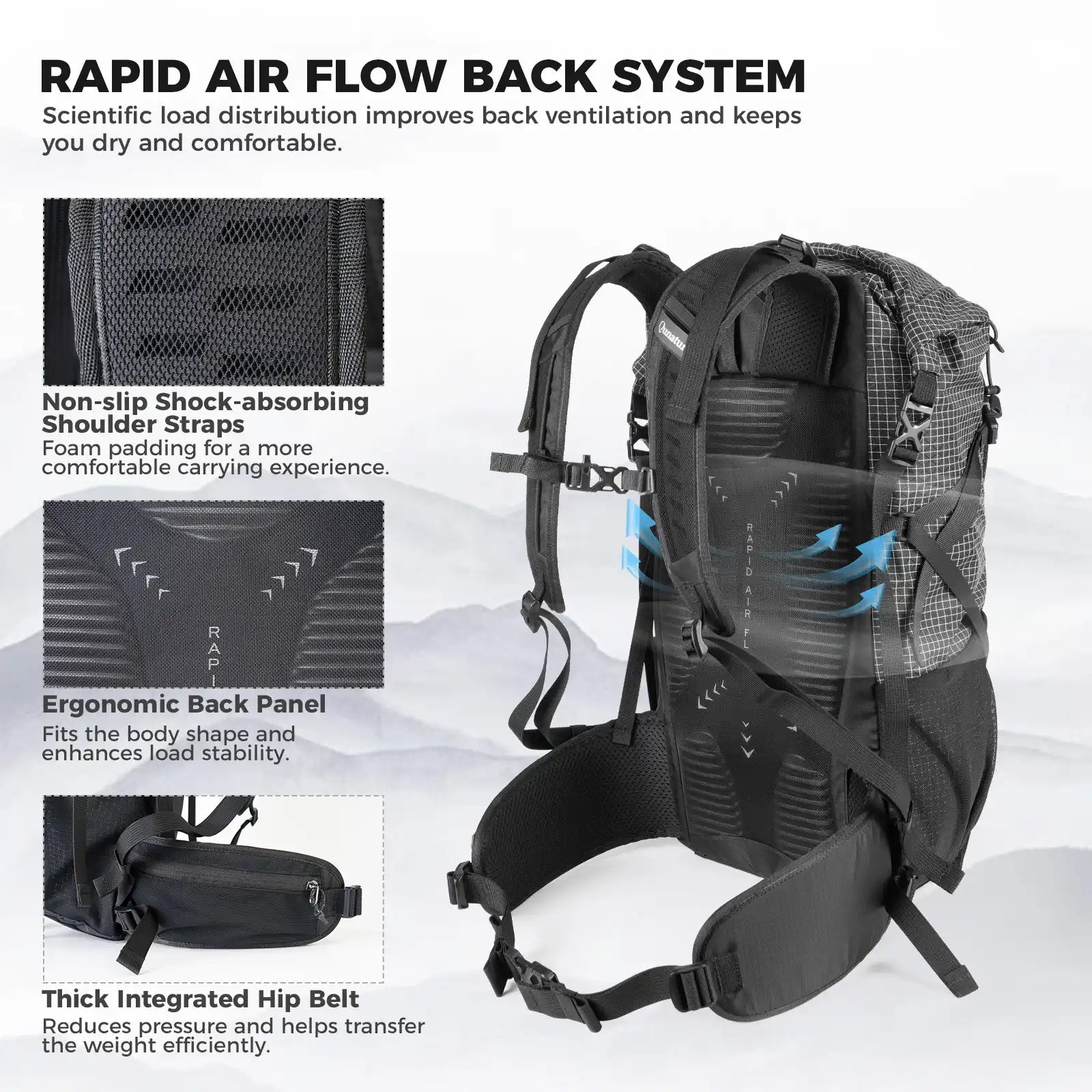 30 35L Hiking Backpack Lightweight Waterproof Outdoor Daypack Travel