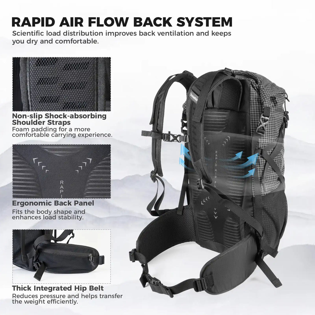 30 35L Hiking Backpack Lightweight Waterproof Outdoor Daypack Travel