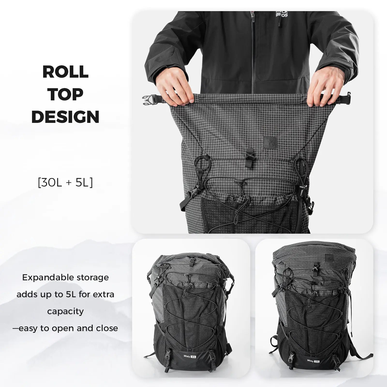 30 35L Hiking Backpack Lightweight Waterproof Outdoor Daypack Travel
